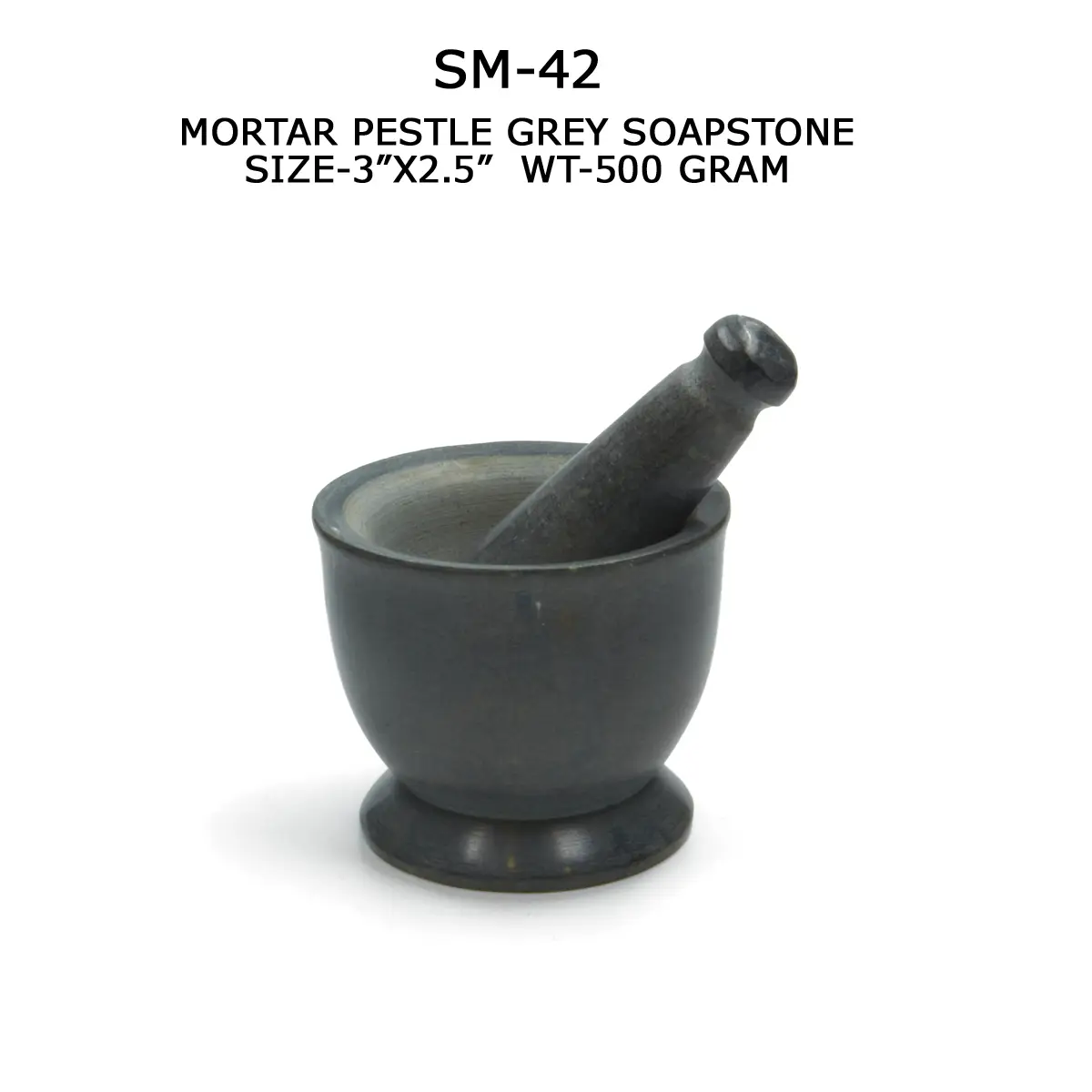 MORTAR PESTLE GREY SOAPSTONE